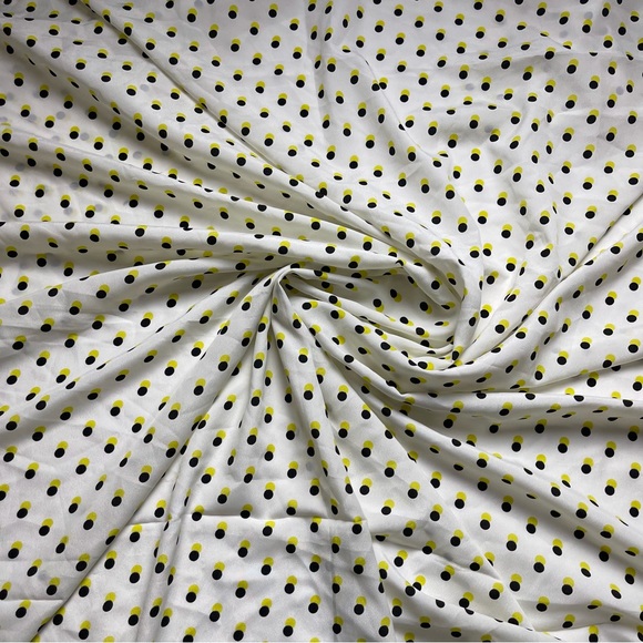 White and Yellow Multicolor Polka-dot Poly Print Fabric - Picture 1 of 1